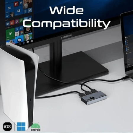 التوصيل الفوري والأداء العالي بدقة عالية تصل 8K@60 هرتز مع تحكم ذكي باللمس مع جهاز Promate Media Switch-2T