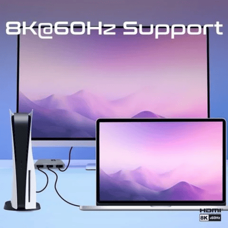 التوصيل الفوري والأداء العالي بدقة عالية تصل 8K@60 هرتز مع تحكم ذكي باللمس مع جهاز Promate Media Switch-2T