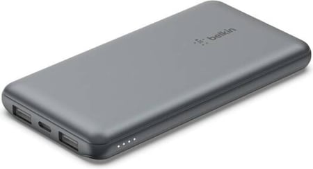 باور بانك محمول بقوة 10000 مللي أمبير في الساعة من Belkin، شاحن محمول 10K USB، C مع منفذ USB، C ومنفذين USB، A، حزمة بطارية لشحن يصل إلى 15 وات لأجهزة iPhone وSamsung Galaxy وAirPods وiPad، لون رمادي