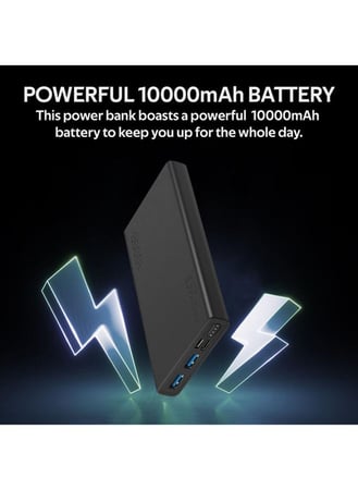 بطاريه متنقله متعدد المخارج 10000 mAh أسود Premium Battery Power Bank Over Charging Protection - Promate