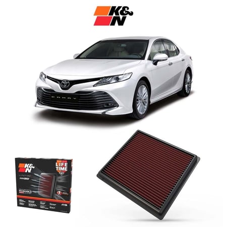 فلتر هواء رياضي K&N —مصمم على قربة الوكالة يناسب كامري 2018–2024 | High‑Flow قابل للغسيل | زيادة أداء واستجابة الدعسة
