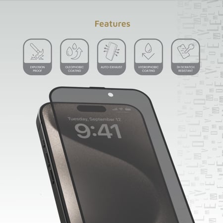 levelo screen protector for iphone 16 series-privacy