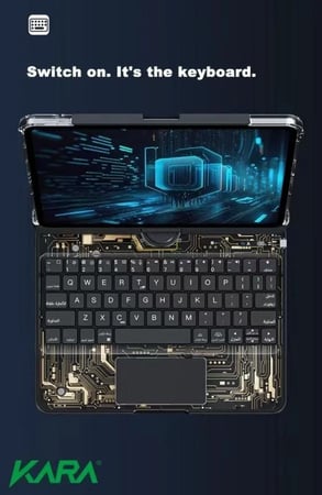 كيبورد ايباد اير 12.9  انش دوران 360ْ عربي انجليز ي Kara