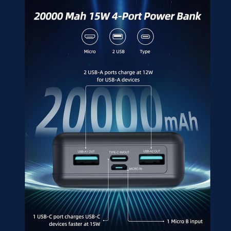 شاحن متنقل راف باور 20000 امبير بقوة 15 واط