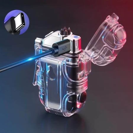 ولاعة قابلة للشحن ومقاومة للماء مع إضاءة مدى الحياه