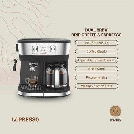 ماكينة قهوه 2*1 أسود 1700 واط Lepresso