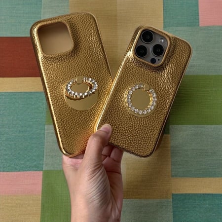 Crystal ring on leather