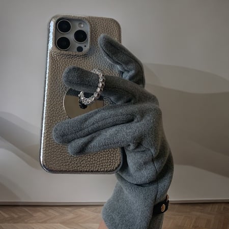 Crystal ring on leather