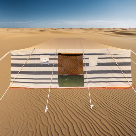 خيمة 3 طبقات, مقاس 5×8×2 ياردة, أبيض مخطط أسود, موديل رقم PK73025515