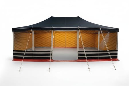 خيمة نجد, مع واجهه شفاف, مقاس 5×8 ياردة, أسود مخطط , سمك 30 مل