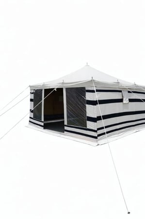 خيمة نجد, 3 طبقات, مع واجهه شفاف, مقاس 4×4×1.85 ياردة, أبيض مخطط