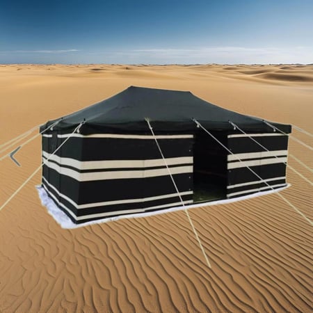 خيمة نجد, 3 طبقات, مقاس 4×6×2 ياردة, أسود مخطط بالأبيض, موديل رقم PK73025512