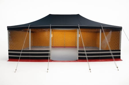 خيمة نجد, مع واجهه شفاف, مقاس 5×8 ياردة, أسود مخطط , سمك 30 مل