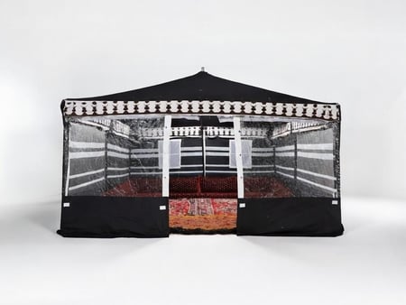 خيمة ملكية مقاس4×4م أسود مخطط أبيض