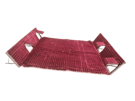 طقم جلسة متصل, مع مسند للضهر, وتكاية قابلة للطي , أحمر منقط