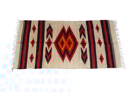 مدة أرضية تراثية, فرشة أرضية صوف غزل يدوي, مقاس 2×1 متر, أبيض