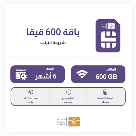 شريحة 600 قيقا 6 شهور