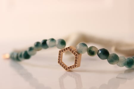 اسوره بحجر اخضر وتعليقة زركون بلون الروزقولد