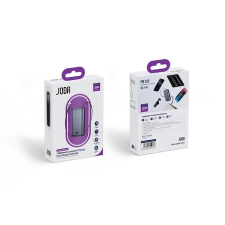 جودا - شاحن متنقل بسعة 10000 ملي امبير بقوة 35 واط بمنفذ تايب سي PD مع سلك تايب سي مدمج - اسود