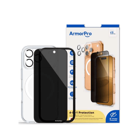أرمر برو - بكج 4 في 1 ماج سيف حماية متكاملة أيفون 17 برو - لقافة