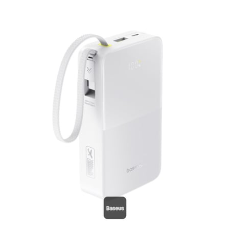 بيسوس - باور بانك Baseus EnerFill Bipow2 Pro 20000mAh بكابل USB-C مدمج وشحن سريع 22.5 واط وشاشة LED