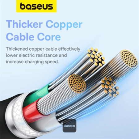 سلك شاحن بيسوس، يو اس بي الى تايب سي، 100 وات - أسود