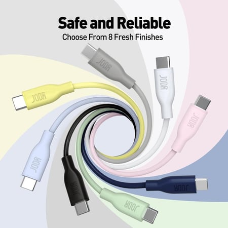 جودا - سلك شاحن تايب سي الى تايب سي من السيليكون بقوة 60 واط , طول 1 متر ألوان متعددة