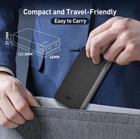 بطارية متنقلة، JODA Nano بقوة 20 واط بسعة 20000 ملي امبير، منفذين تايب سي _قماش