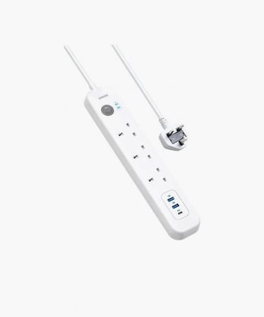 أنكر توصيلة الطاقة 6 في 1 يو اس بي سي قطاع الطاقة 2 متر – أبيض