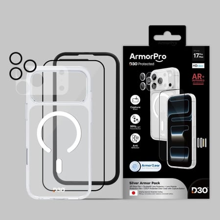 أرمر برو - بكج 4 في 1 حماية متكاملة أيفون 17 برو  - شفاف