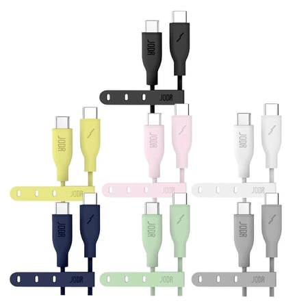 جودا - سلك شاحن تايب سي الى تايب سي من السيليكون بقوة 60 واط , طول 1 متر ألوان متعددة