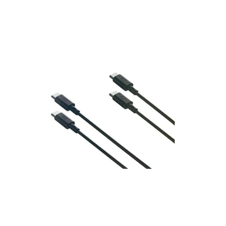 راف باور - بكج 2 في 1 كيبل تايب سي الي تايب سي بطول 1 متر و 2 متر بقوة 60 واط - أسود