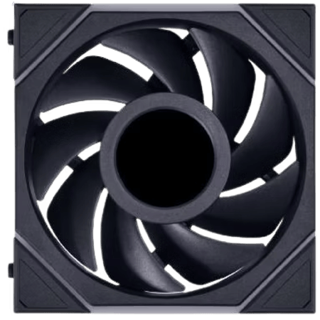 مراوح ليان لي UNI FAN TL LCD مع شاشة LCD 1.6 بوصة، شفرات عكسية, بحجم 120 ملم - أسود