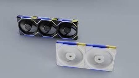 مراوح ليان لي UNI FAN TL LCD مع شاشة LCD 1.6 بوصة، شفرات عكسية, بحجم 120 ملم - أسود