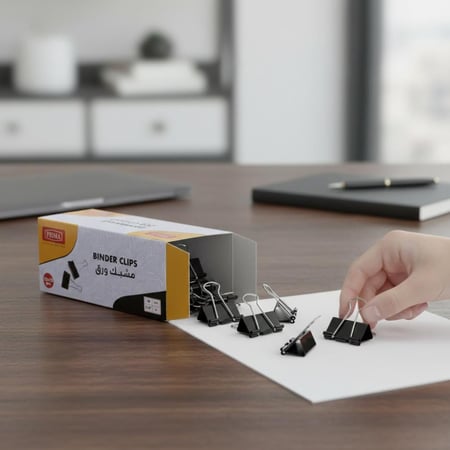 مشبك ورق دبل كليب اسود بريما 15 M