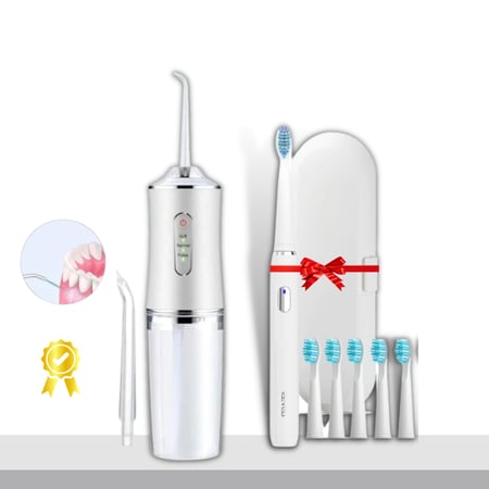 جهاز خيط الأسنان المائي + فرشاة كهربائية