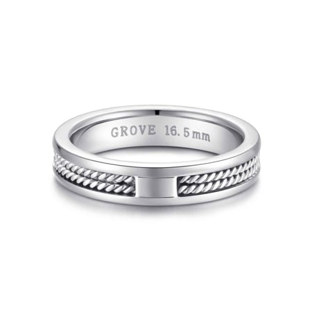 دبلة قروف من ستانلس ستيل ومقاوم للصدأ عصري وفاخر باللون الفضي