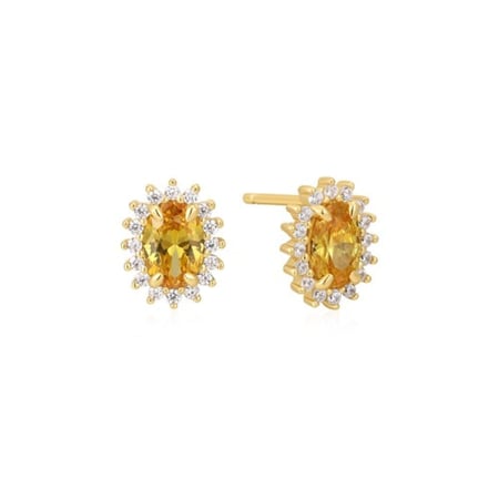 حلق قروف مطلي ذهب من عيار 925 مزيّن بحجر الزركون