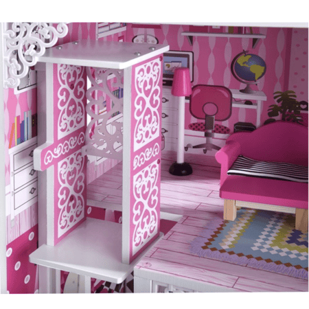 بيت دمية خشبي مع اضاءة