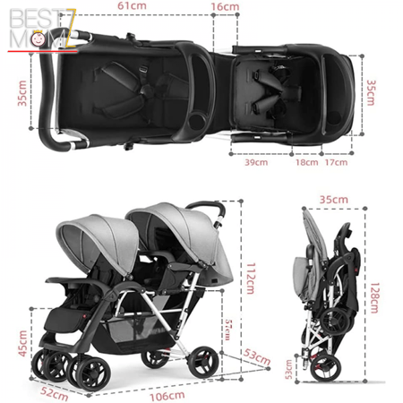 عربة اطفال مزدوجة سهلة الطي