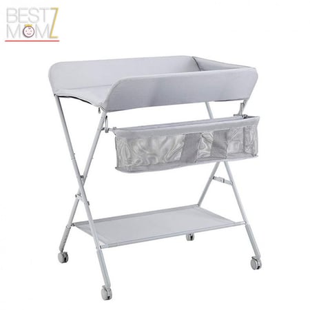 طاولة تغيير حفاضات قابلة للطي مع منظم عصري