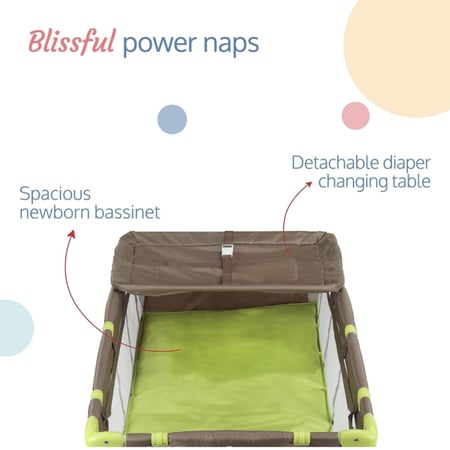 محبس أطفال هزاز متنقل قابل للطي - بني