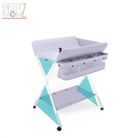 طاولة تغيير حفاضات قابلة للطي مع منظم عصري
