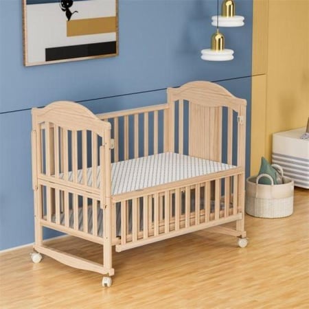 سرير اطفال خشبي قابل للتمديد مع مخزن سفلي