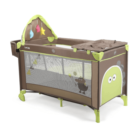 محبس أطفال هزاز متنقل قابل للطي - بني