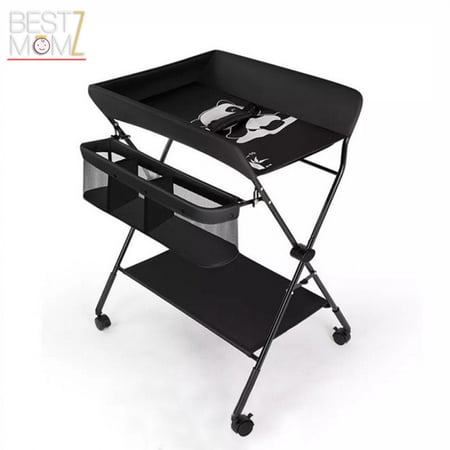 طاولة تغيير حفاضات قابلة للطي مع منظم عصري
