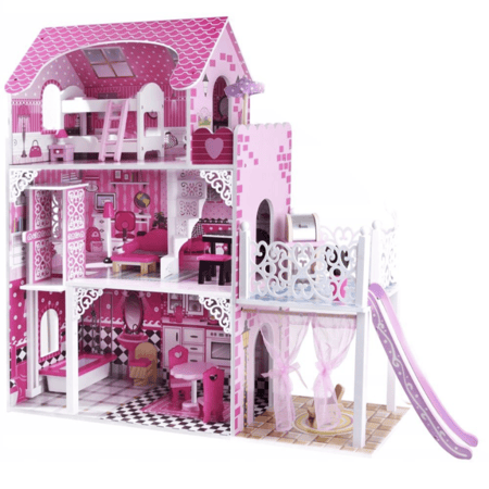 بيت دمية خشبي مع اضاءة