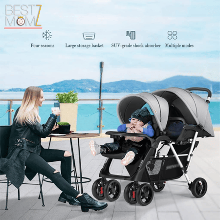 عربة اطفال مزدوجة سهلة الطي