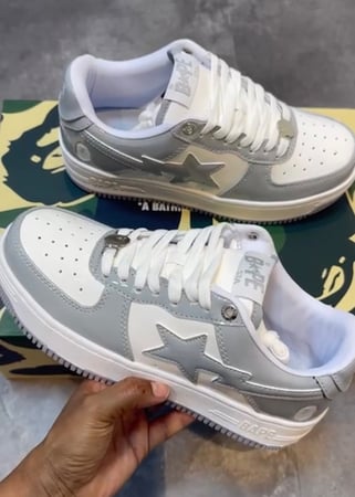 A Bathing Ape Bape Sta Patent Leather White Grey