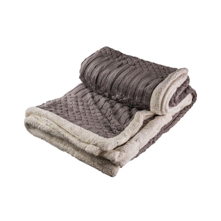 بطانية توليب مخمل فرو- مزدوج لون رصاصي